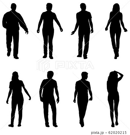 Silhouette Group of People Standing on White Silhouette Group of People Standing on White 62020215