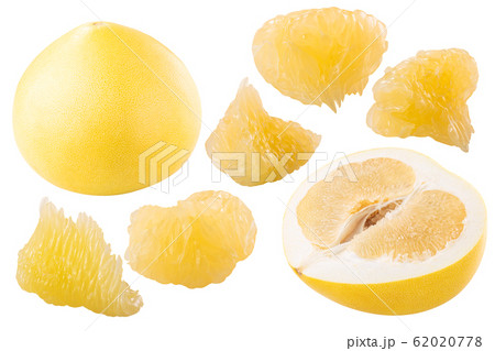 Yellow pomelo c. maxima whole, half, meat, paths 62020778