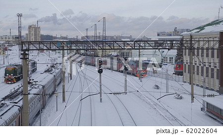BARNAUL - JANUARY 21 train station and departing BARNAUL - JANUARY 21 train station and departing 62022604