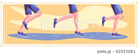 Natural running. Right stages of running. Healthy steps of run, lifestyle concept. Autumn sport. Vector flat illustration. 62025061