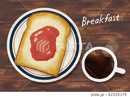 ジャムトーストとコーヒー水彩 62026170