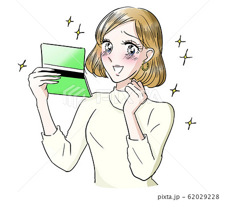 劇画風 通帳を見る 女性のイラスト素材 劇画風 通帳を見る 女性のイラスト素材