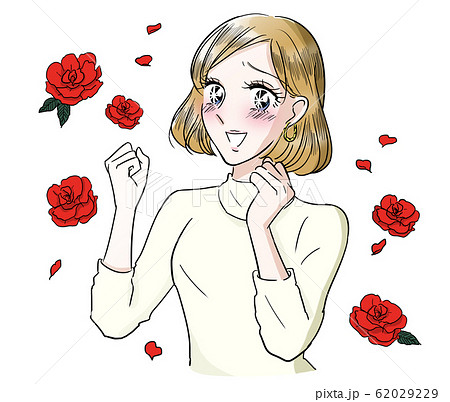 劇画風　喜ぶ　女性 62029229