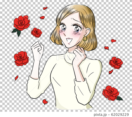 劇画風　喜ぶ　女性 62029229