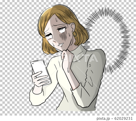劇画風　携帯見る　女性 62029231