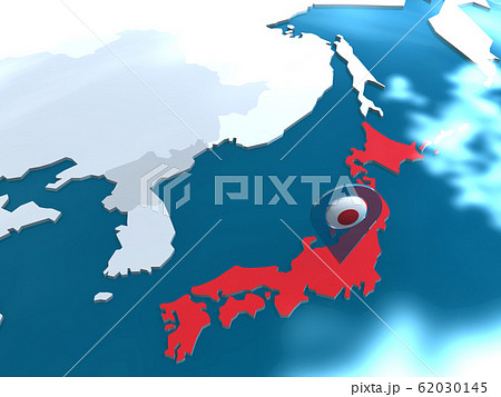 Cgイラスト 世界地図 東アジアの中の日本 ロシア 中国 韓国 北朝鮮の関係のイラスト素材