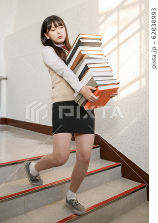 High school student's daily life, Asian teenage students wearing uniform on college with friends 222 62030993