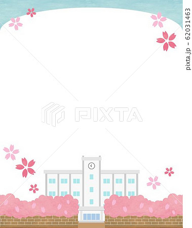春 桜 フレーム 素材 学校 背景 青空 ベクター 手描き 春 桜 フレーム 素材 学校 背景 青空 ベクター 手描き 62031463