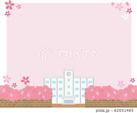 春 桜 フレーム 素材 学校 背景 青空 ベクター 手描き 春 桜 フレーム 素材 学校 背景 青空 ベクター 手描き 62031465