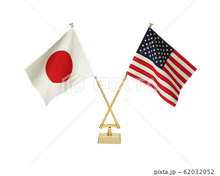 二つの国の卓上国旗 62032052
