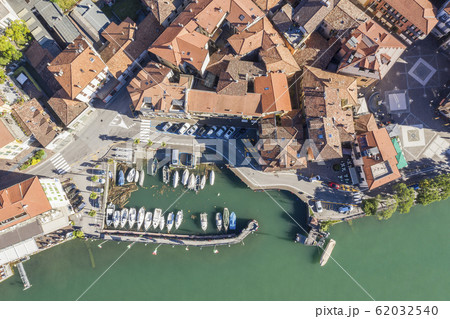 Aerial view of buildings and marina on Lake Como in Lombardy, Italy 62032540