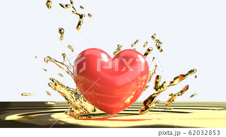 The red heart on gold liquid for 14 February valentine day content. The red heart on gold liquid for 14 February valentine day content. 62032853