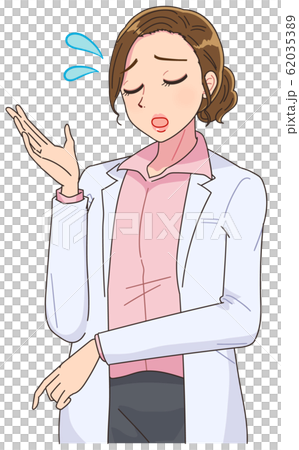 女医 白衣 薬剤師 女性 キャラクター マンガのイラスト素材 6353