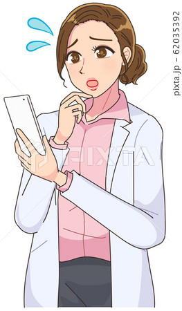 女医 白衣 薬剤師 女性 キャラクター マンガのイラスト素材