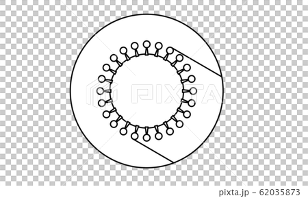 黒い影付き丸アイコン、ばい菌 黒い影付き丸アイコン、ばい菌 62035873