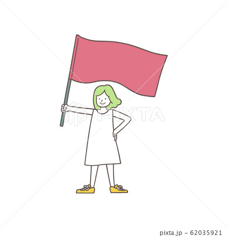 旗を持つ少女のイラスト素材