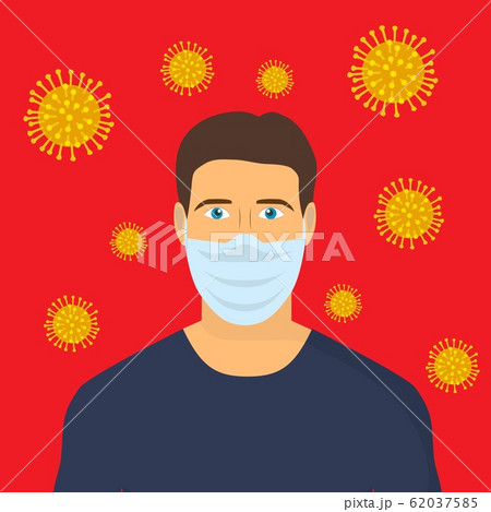 man face in respiratory protective mask 62037585