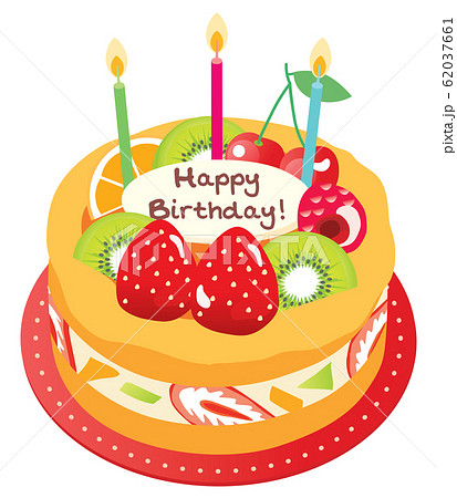 Orange Birthday Fruitcake Stock Illustration