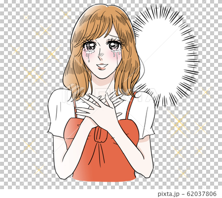 劇画風 泣く 女性 ふきだしのイラスト素材