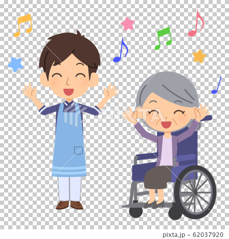 護理體操微笑男子老年婦女 62037920