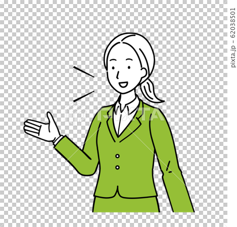 話す女性の斜めイラスト　上半身 62038501