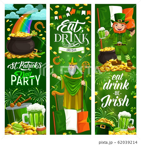 Happy St. Patrick day symbols. Food, drinks, music 62039214