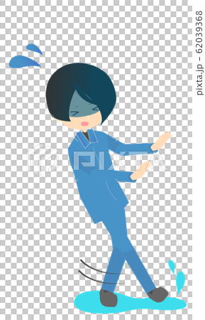 水で滑る工場のイラスト 62039368