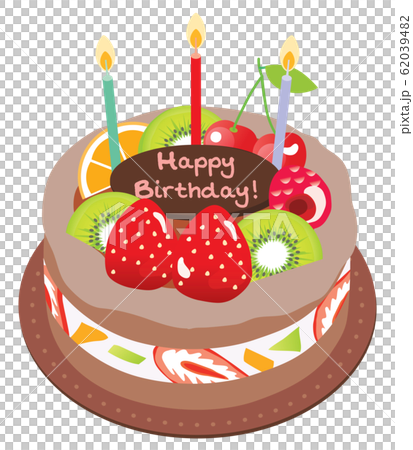 お誕生日ケーキフルーツ01生チョコのイラスト素材 6394