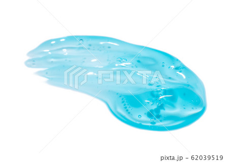 Cosmetic Cream Gel Texture Isolated On White Background. Close Up Of Green Transparent Drop Of Skin Care Product. High Quality Cosmetic Cream Gel Texture Isolated On White Background. Close Up Of Green Transparent Drop Of Skin Care Product. High Quality 62039519