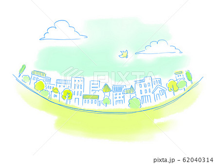 自然風景　住宅　水彩 62040314