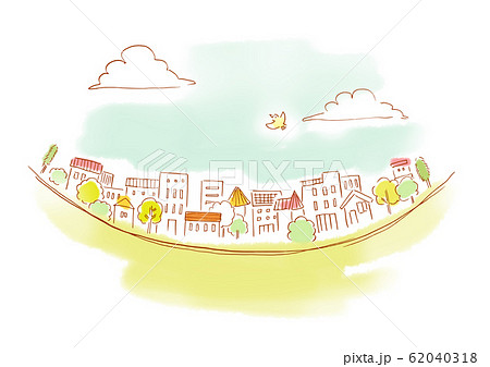 自然風景　住宅　水彩 62040318