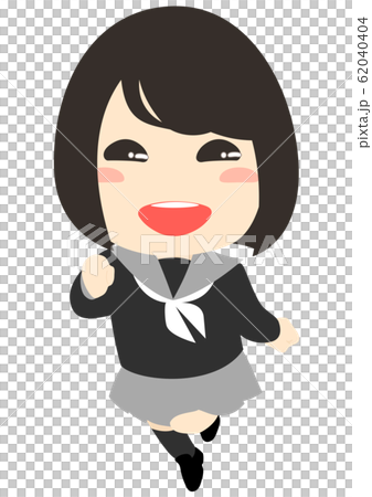 新生活へ元気いっぱいスタートダッシュする女の子のイラスト素材