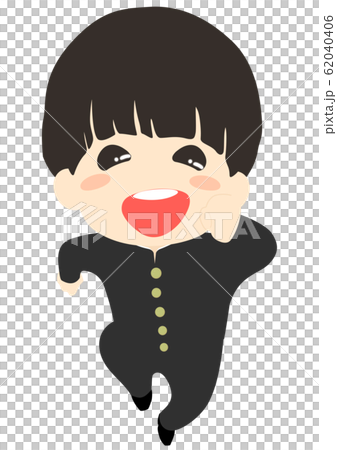 新生活へ元気いっぱいスタートダッシュする男の子のイラスト素材