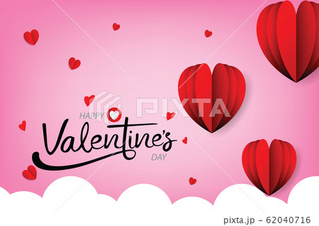 Happy valentines day vector design with paper cut red heart shape.Vector illustration. Happy valentines day vector design with paper cut red heart shape.Vector illustration. 62040716