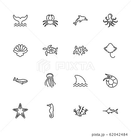 Marine Life - Flat Vector Icons Marine Life - Flat Vector Icons 62042484