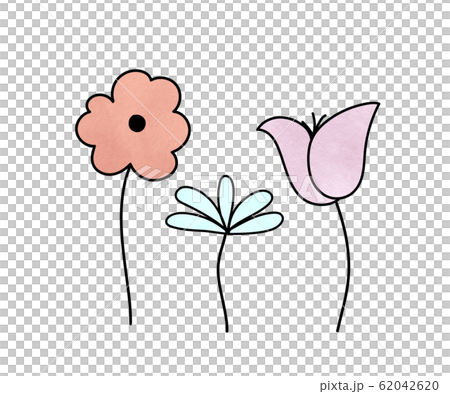 お花のイラスト/かわいい/パステル/素材 62042620