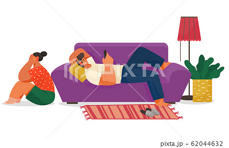 Life of Young Couple at Home Family Indoor Vector Life of Young Couple at Home Family Indoor Vector 62044632
