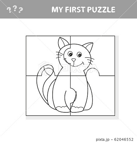 My first puzzle. Cute puzzle game with happy cartoon cat for children 62046552