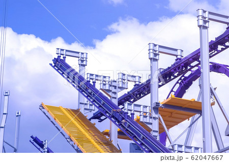 Construction of the attraction roller coaster at an amusement Park. 62047667