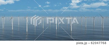 Masses of wind turbines in the sea Masses of wind turbines in the sea 62047768