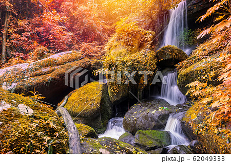 Waterfall scene at Rom Klao Pharadon Waterfalls in rainforest  Thailand. 62049333
