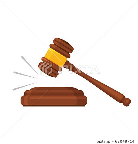 Gavel law. Auction mallet. Court, justice, legal symbol. Wooden hammer. Vector 62049714