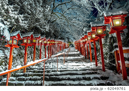 京都 冬の貴船神社の写真素材
