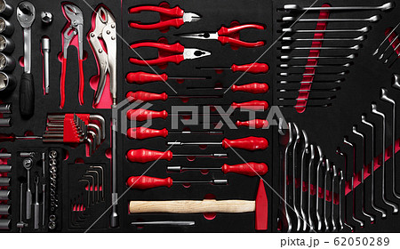 Professional work tools set for technicians in a stylish box. 62050289