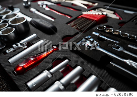 Professional work tools set for technicians in a stylish box. 62050290