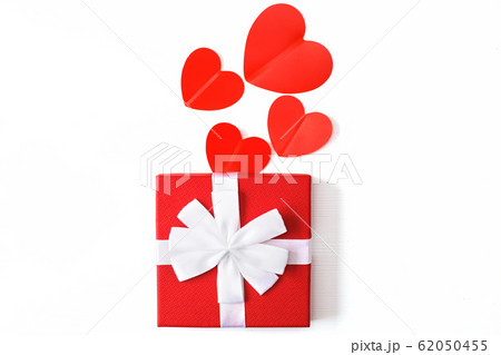 gift box with red hearts on a white background. greeting card 62050455