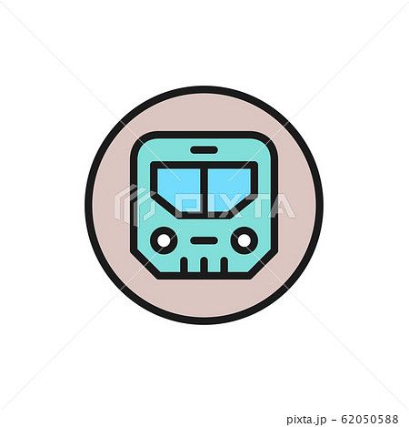 Subway sign, metro, underground transport, train flat color line icon. 62050588