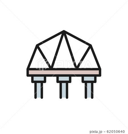 Vector suspension bridge flat color line icon. 62050640
