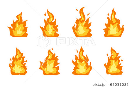 Collection Of Fire Flames Icon Vector Set のイラスト素材 6510