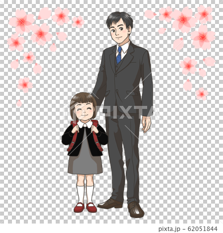 新小学一年生と父親 62051844